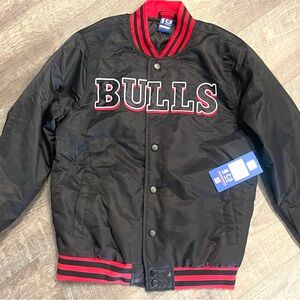 Black and Red Bulls Bomber Jacket